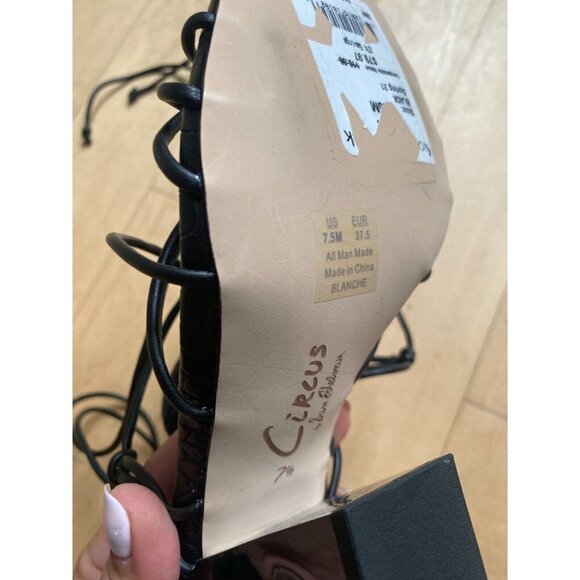 CIRCUS NY Sam Edelman BNWOT "Blanche" lace up strappy heels black sz 7.5 - Picture 9 of 10